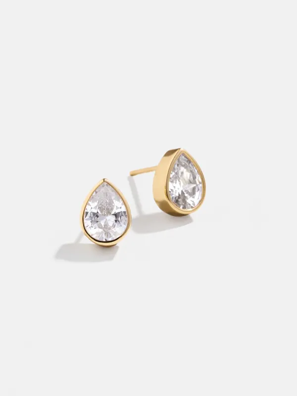 Donna 18K Gold Bezel Earrings - Gold/Pavé sold by BaubleBar