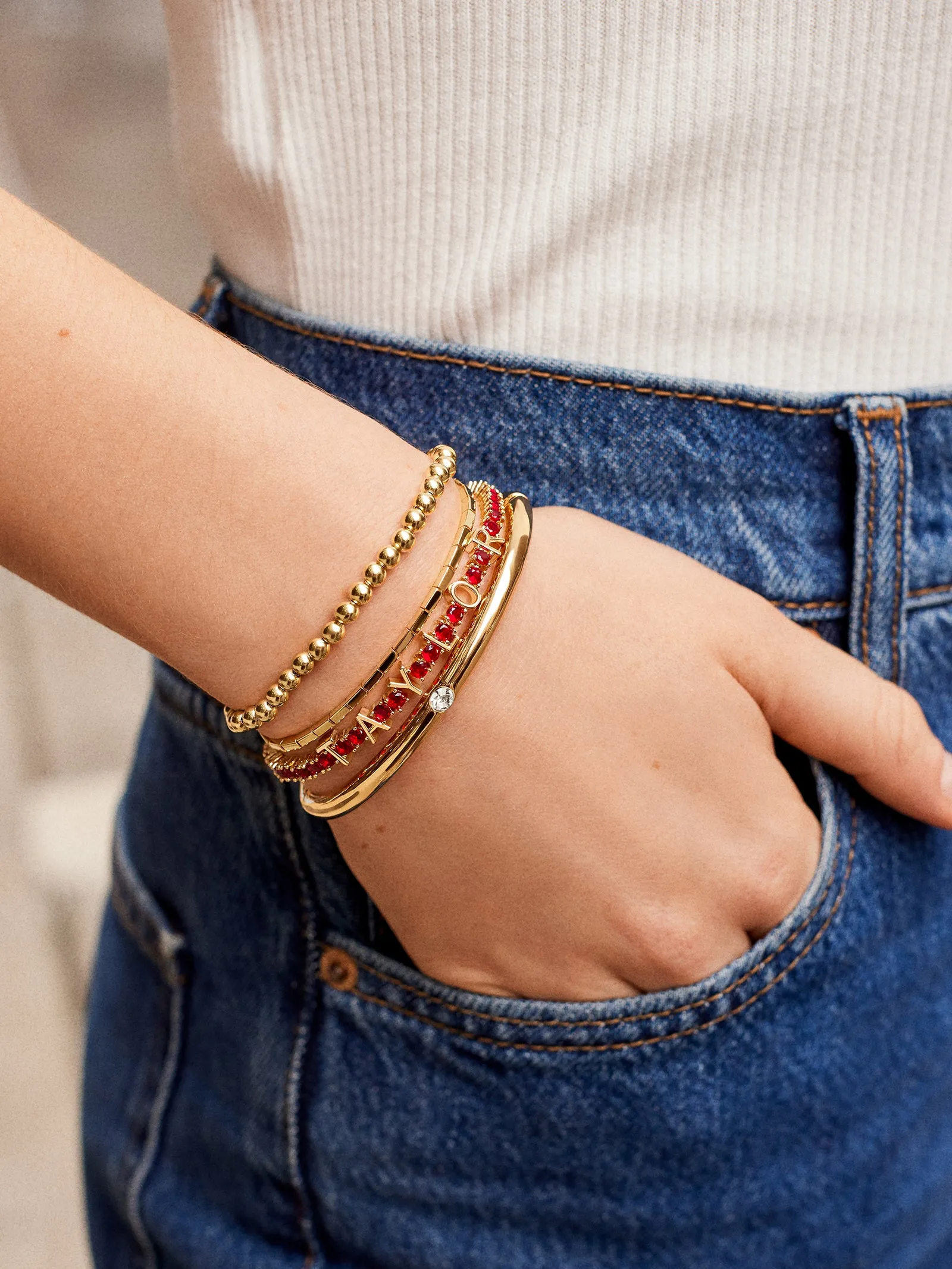 Custom Tennis Bracelet - Gold/Red sold by BaubleBar product image thumbnail 2