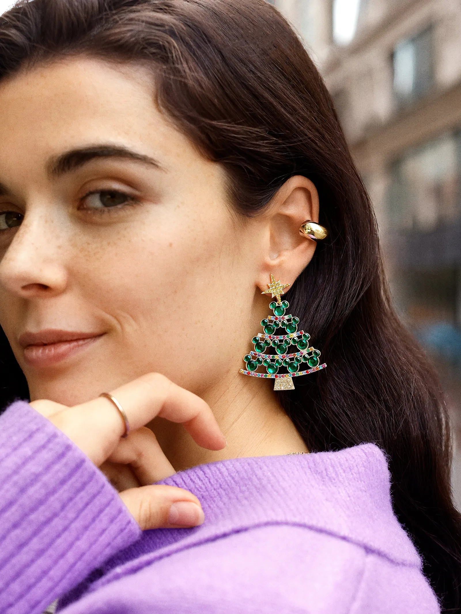 Disney Mickey Mouse Jolly & Pine Earrings - Mickey Mouse Statement Christmas Tree Earrings sold by BaubleBar product image thumbnail 2