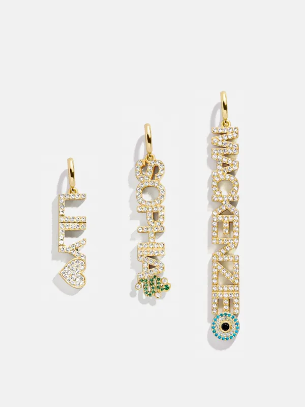 Motif Custom Nameplate Charm - Gold/Pavé sold by BaubleBar
