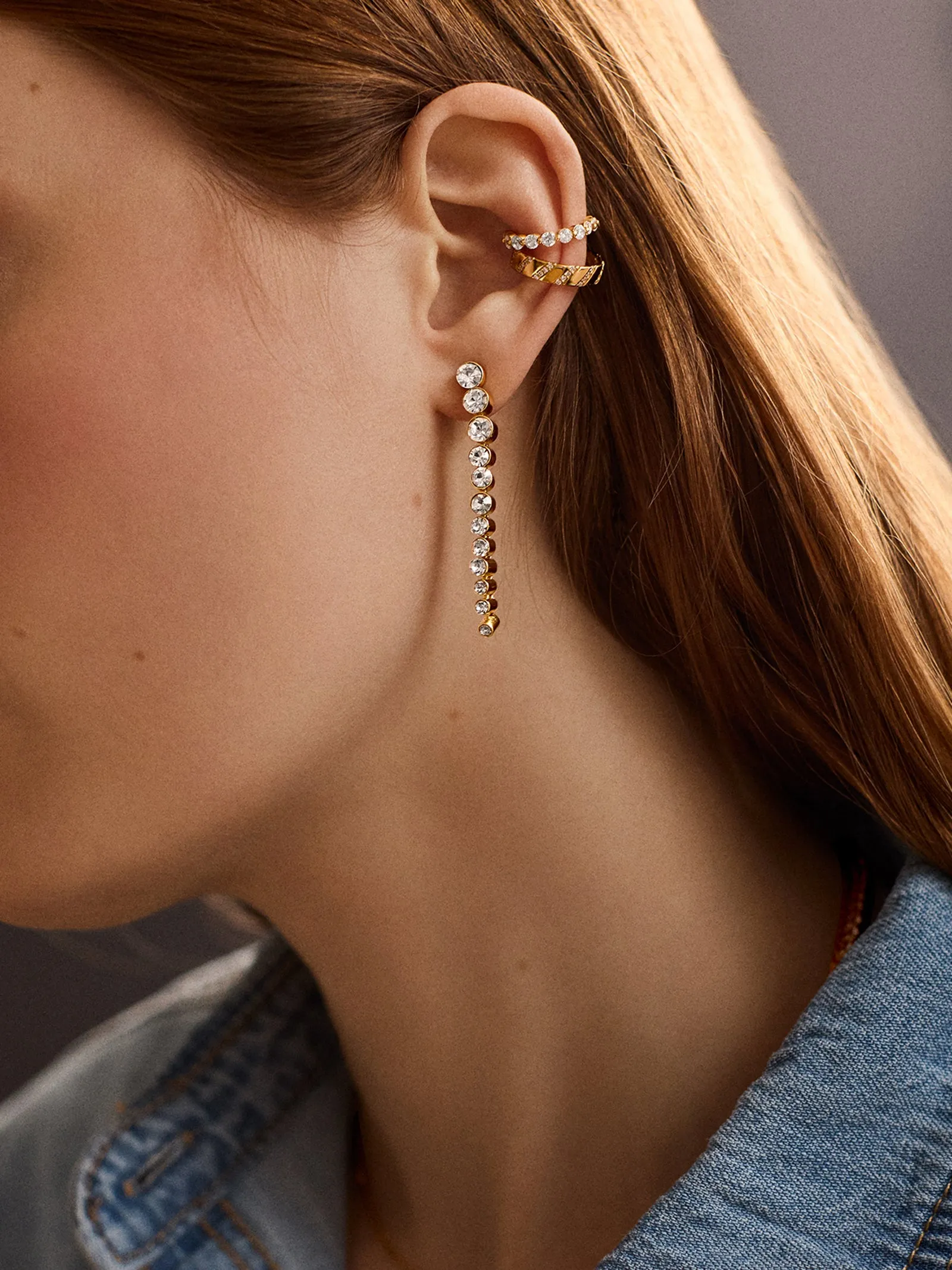 Meagan Earrings - Gold/Pavé sold by BaubleBar product image thumbnail 2