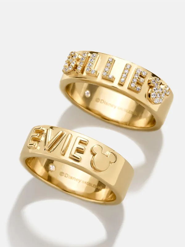 Disney 18K Gold Plated Sterling Silver Custom Block Ring - Gold/Pavé sold by BaubleBar