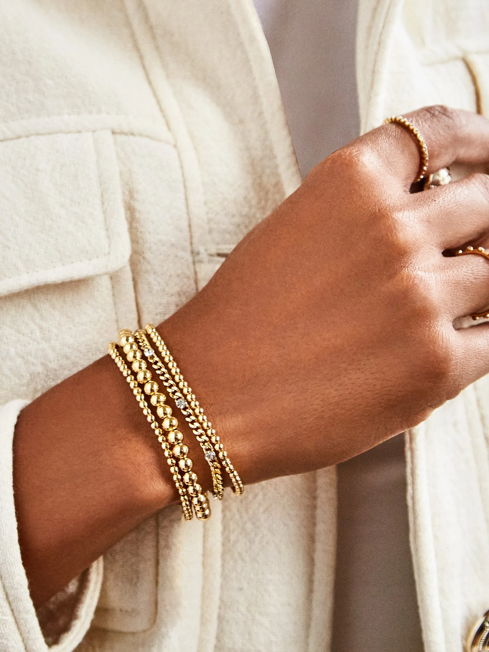 Gold Pisa Bracelet - 4MM Beads sold by BaubleBar product image thumbnail 2