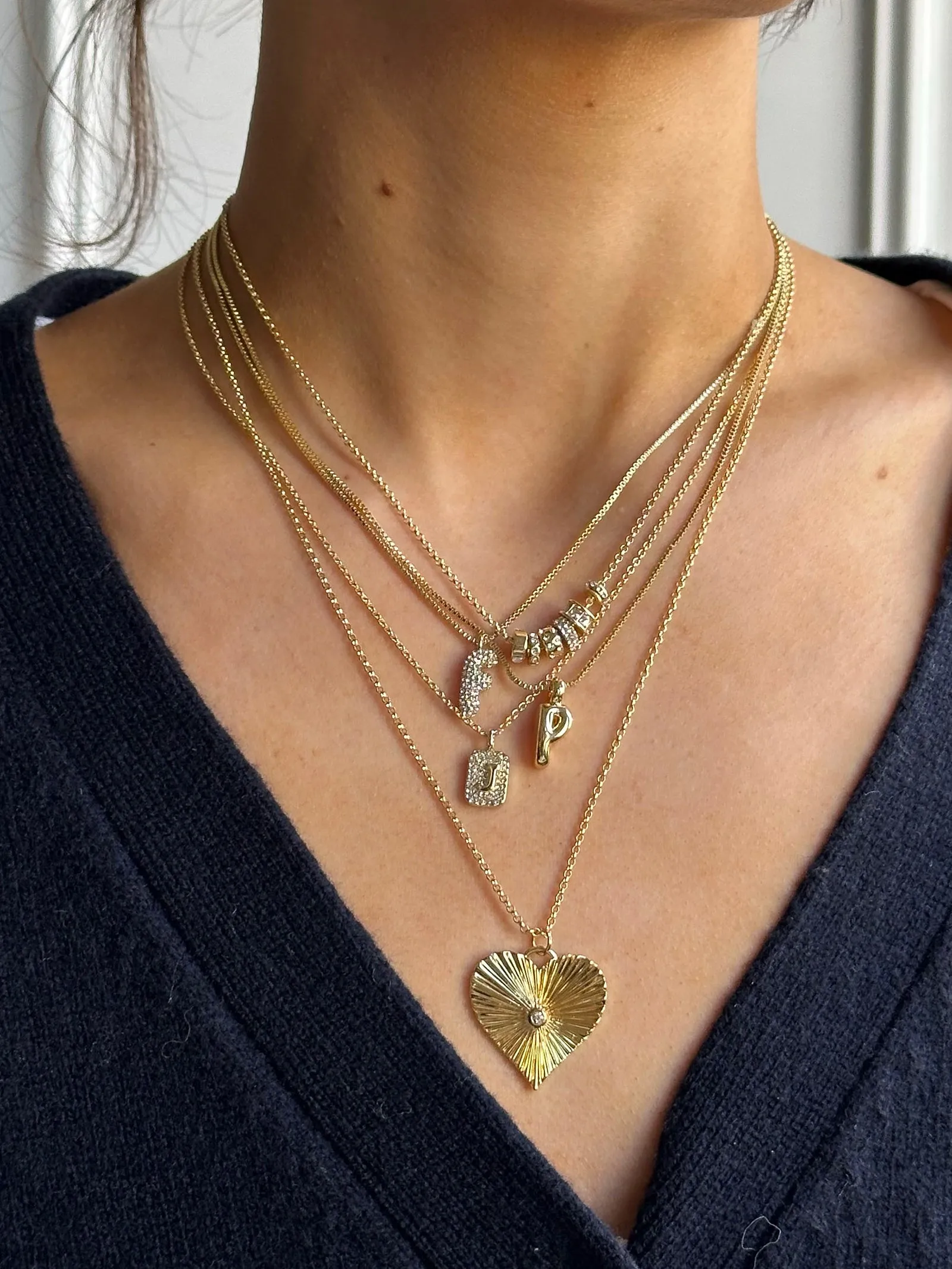 Gwen Mini Bubble Initial Necklace - Gold/Pavé sold by BaubleBar product image thumbnail 3