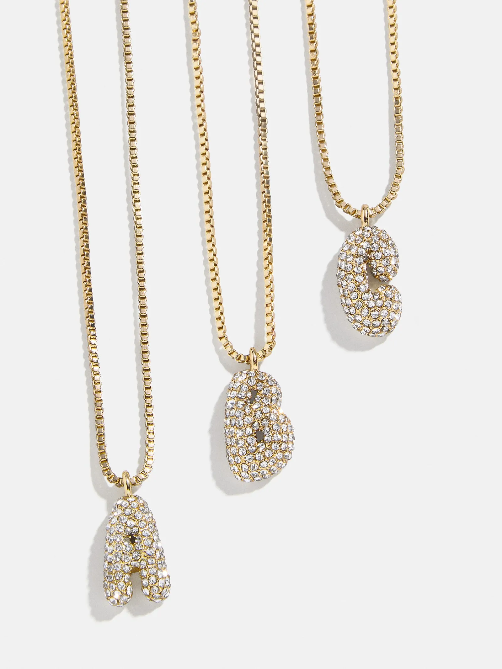 Gwen Mini Bubble Initial Necklace - Gold/Pavé sold by BaubleBar