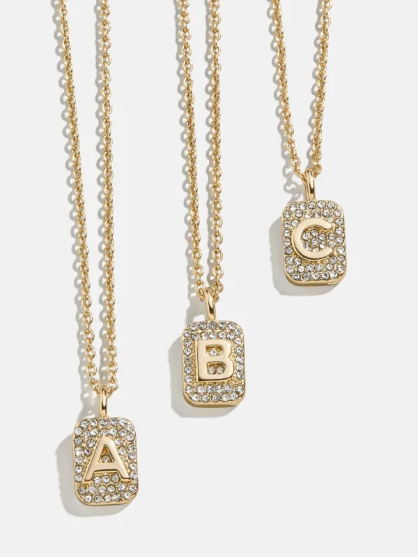 Tina Block Initial Necklace - Gold/Pavé sold by BaubleBar