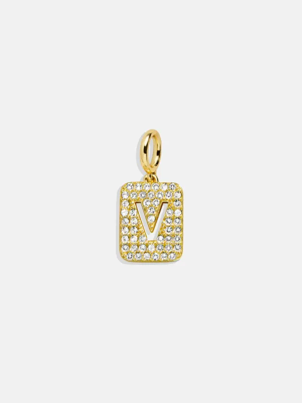 Block Pavé Initial Cluster Charm - V sold by BaubleBar
