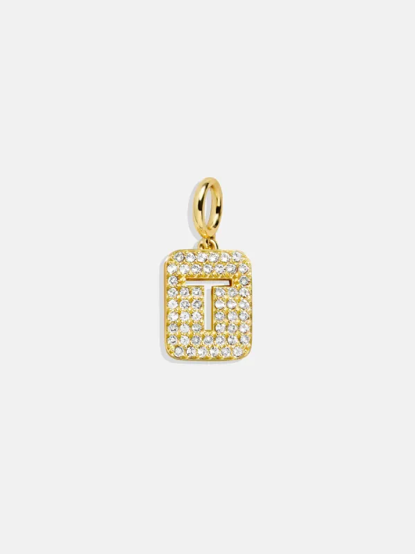 Block Pavé Initial Cluster Charm - T sold by BaubleBar