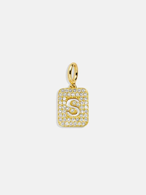 Block Pavé Initial Cluster Charm - S sold by BaubleBar