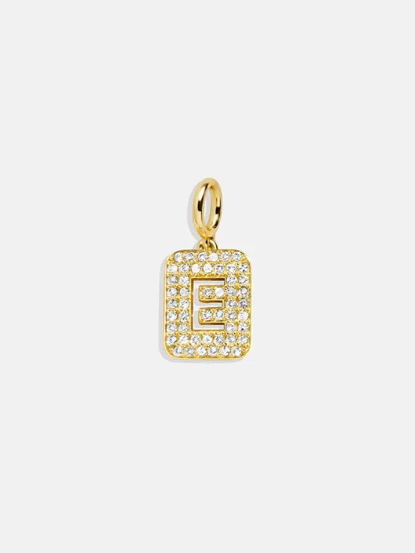Block Pavé Initial Cluster Charm - E sold by BaubleBar