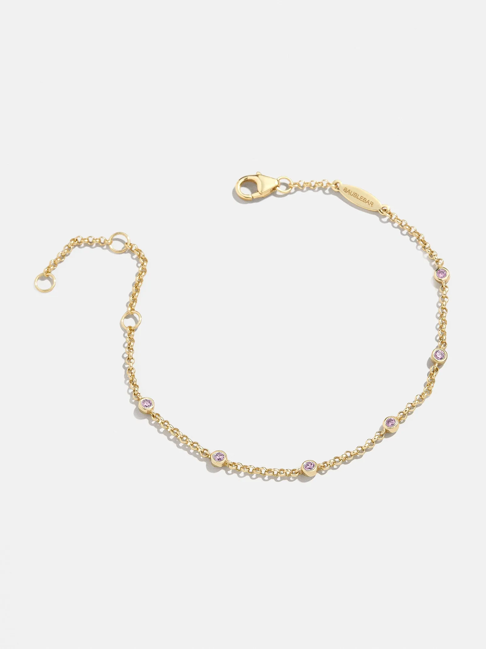 Yasmine 18K Gold Birthstone Bracelet - Light Amethyst sold by BaubleBar product image thumbnail 3