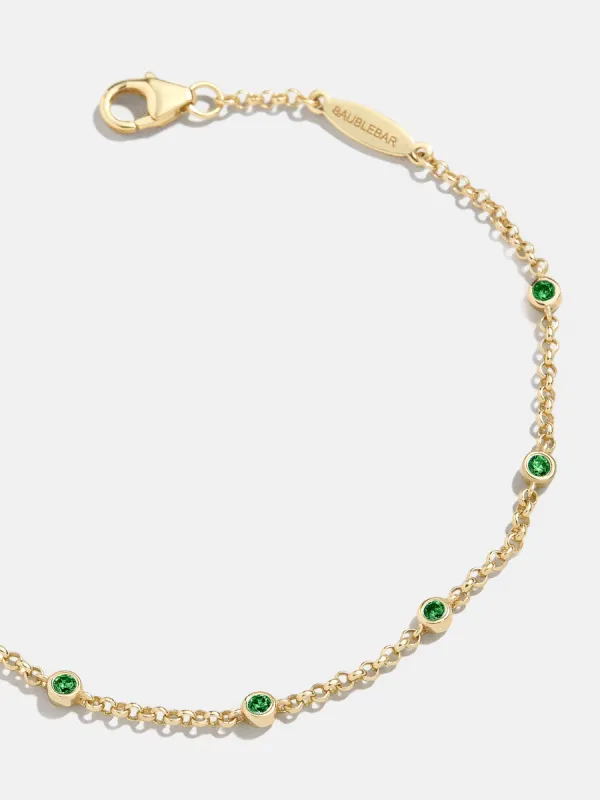 Yasmine 18K Gold Birthstone Bracelet - Emerald sold by BaubleBar