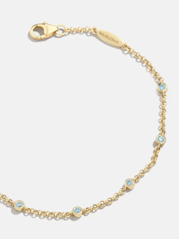 Yasmine 18K Gold Birthstone Bracelet - Aquamarine sold by BaubleBar