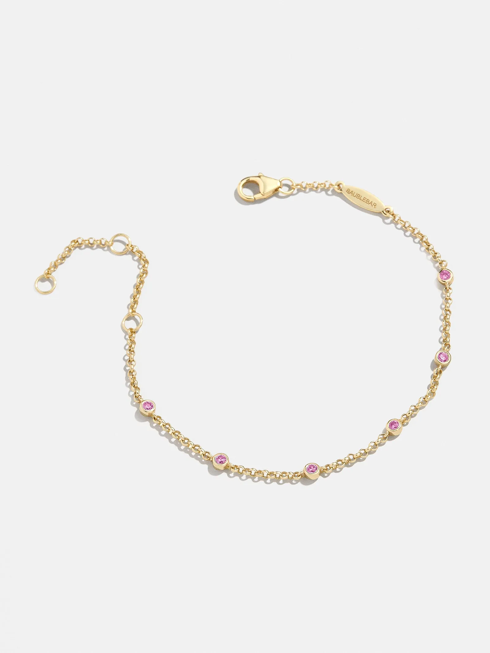 Yasmine 18K Gold Birthstone Bracelet - Rose sold by BaubleBar product image thumbnail 3