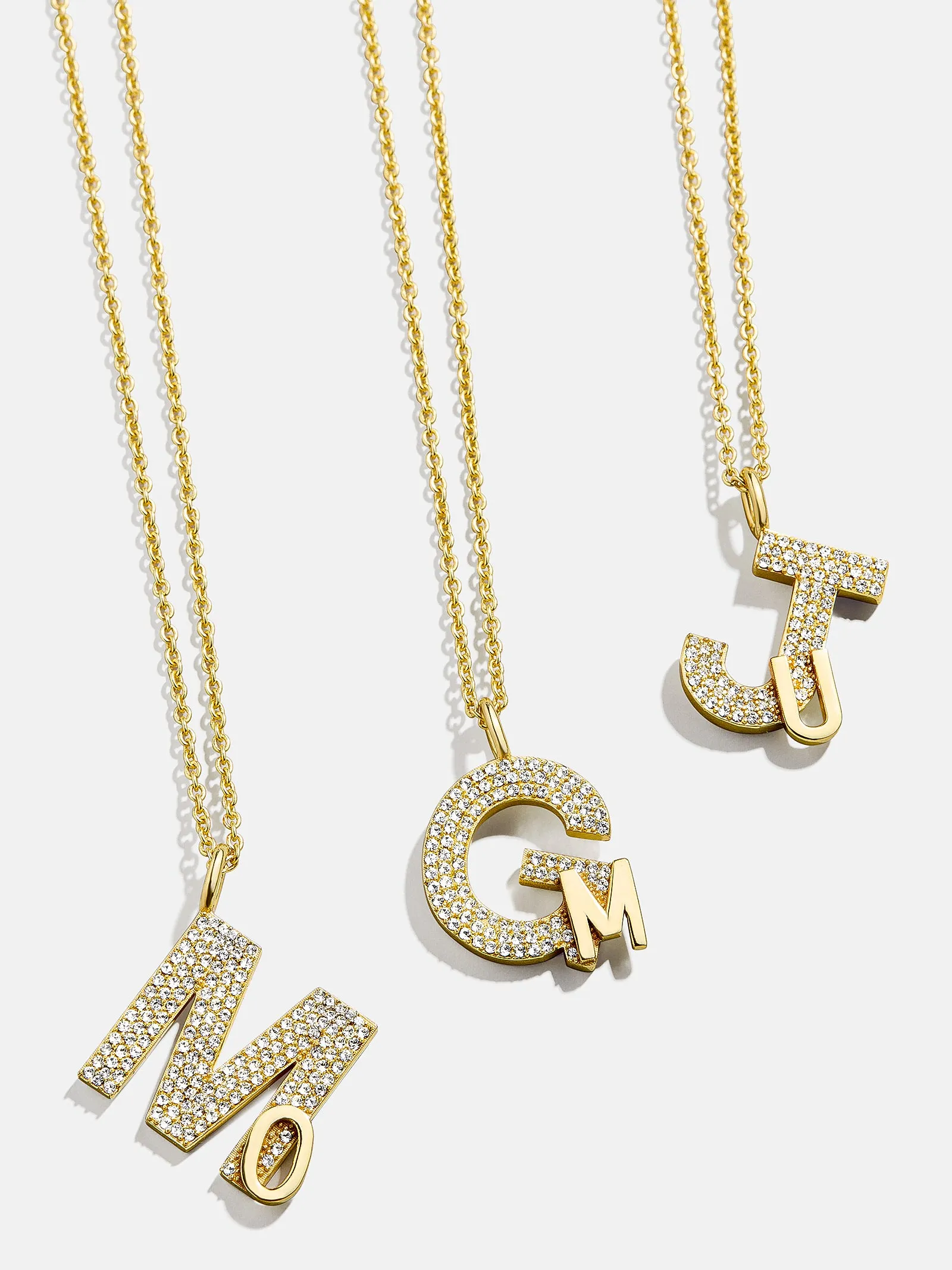 Pavé Double Initial Custom Necklace - Gold/Pavé sold by BaubleBar
