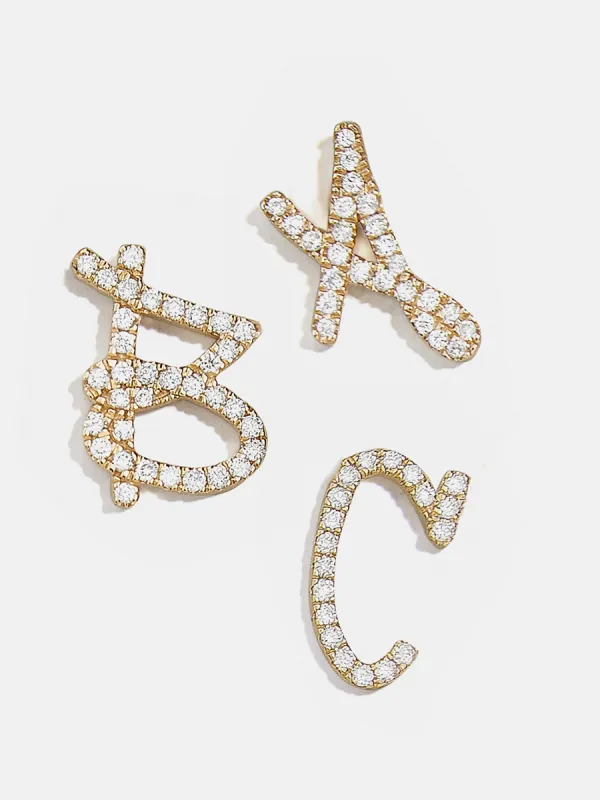 Solid Gold & Diamond Initial Earring - Gold sold by BaubleBar