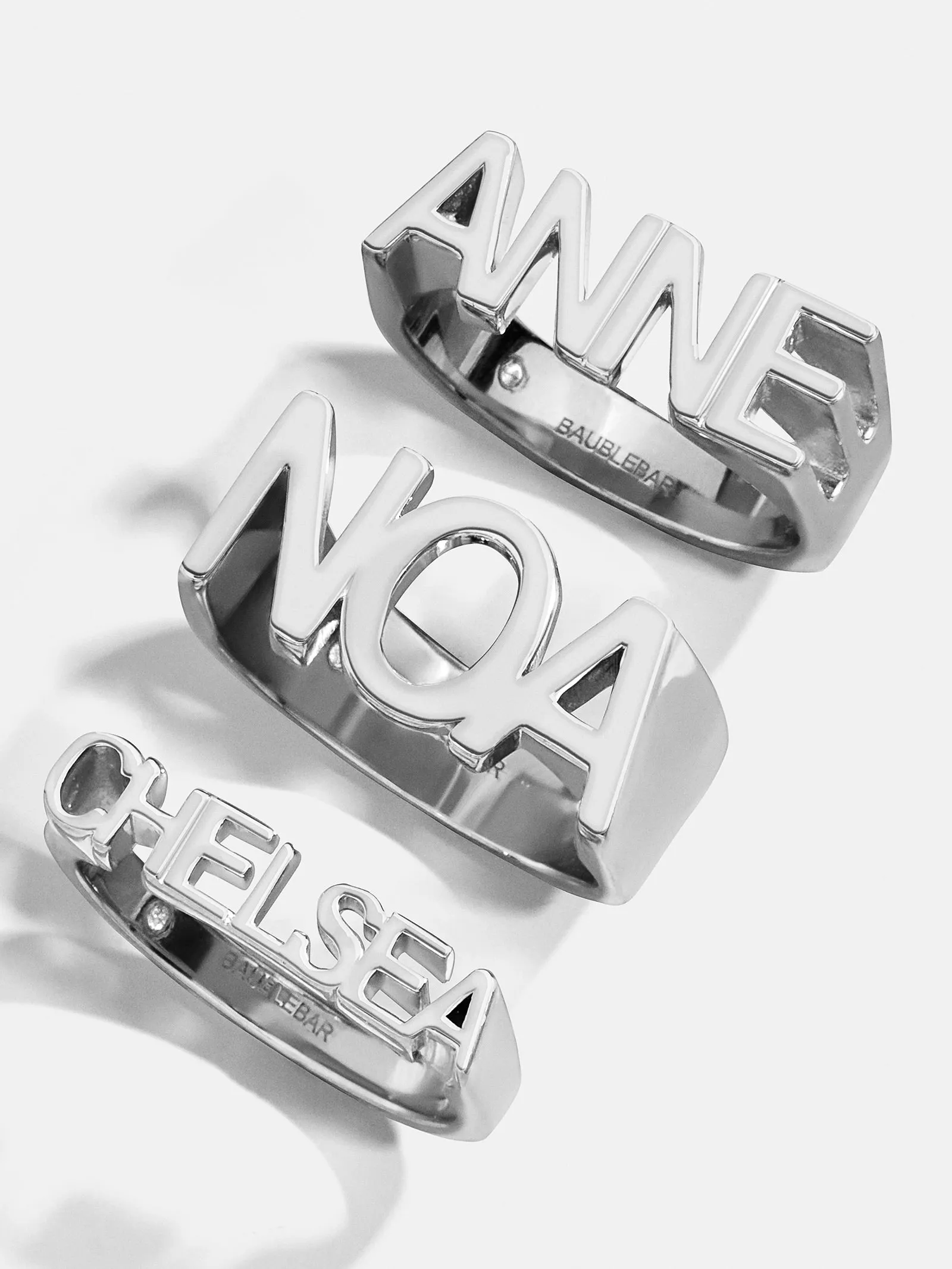 Sterling Silver Fineline Custom Nameplate Ring - Sterling Silver sold by BaubleBar