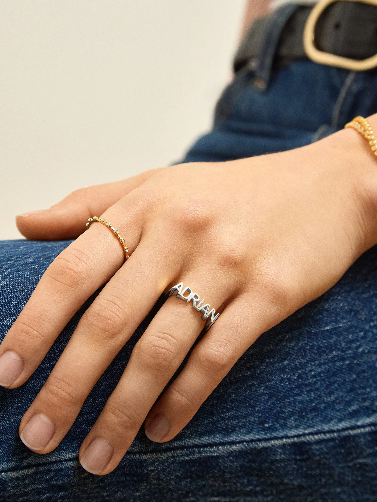 Sterling Silver Fineline Custom Nameplate Ring - Sterling Silver sold by BaubleBar product image thumbnail 2