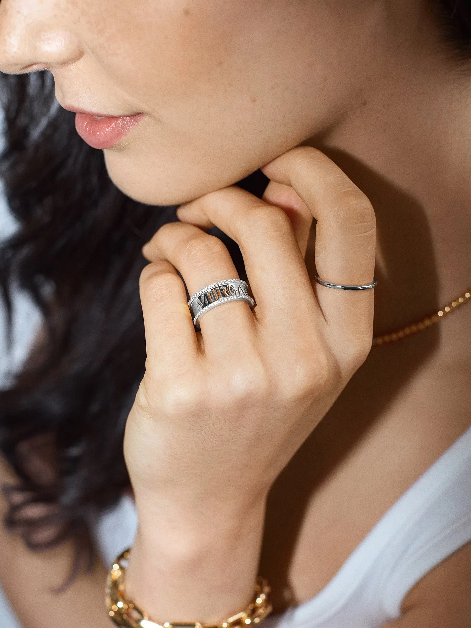 Sterling Silver Cutout Custom Name Ring - Pavé/Silver sold by BaubleBar product image thumbnail 2