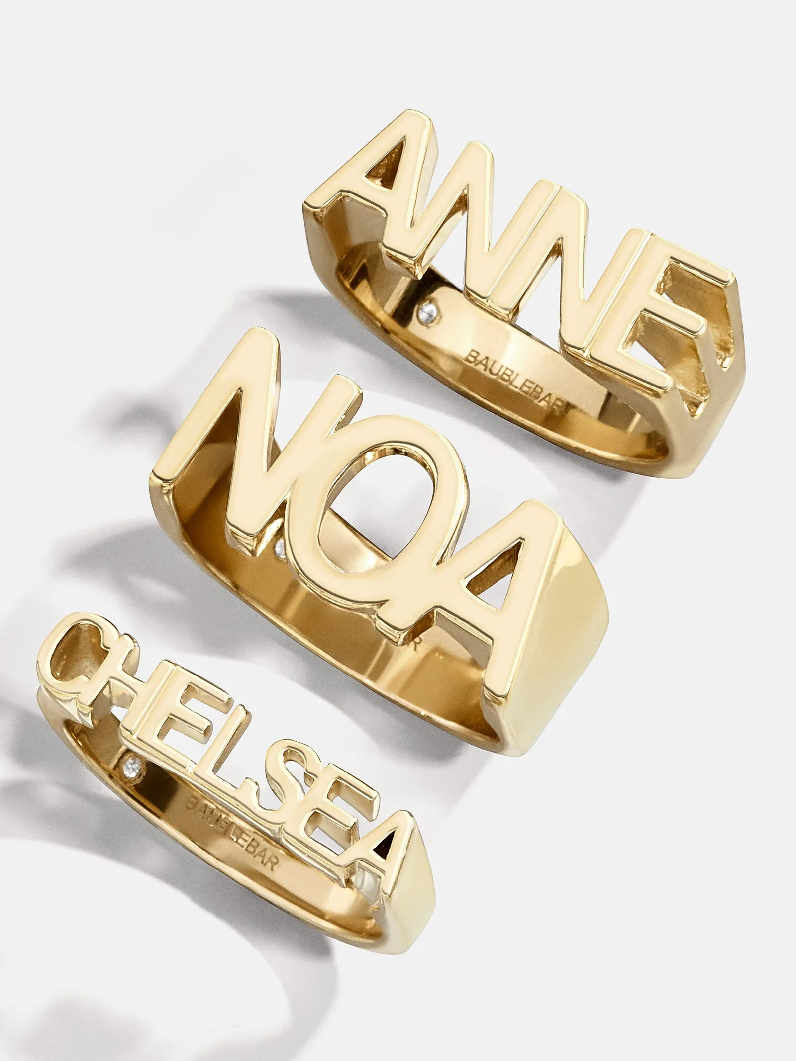 18K Gold Fineline Custom Nameplate Ring - Gold sold by BaubleBar