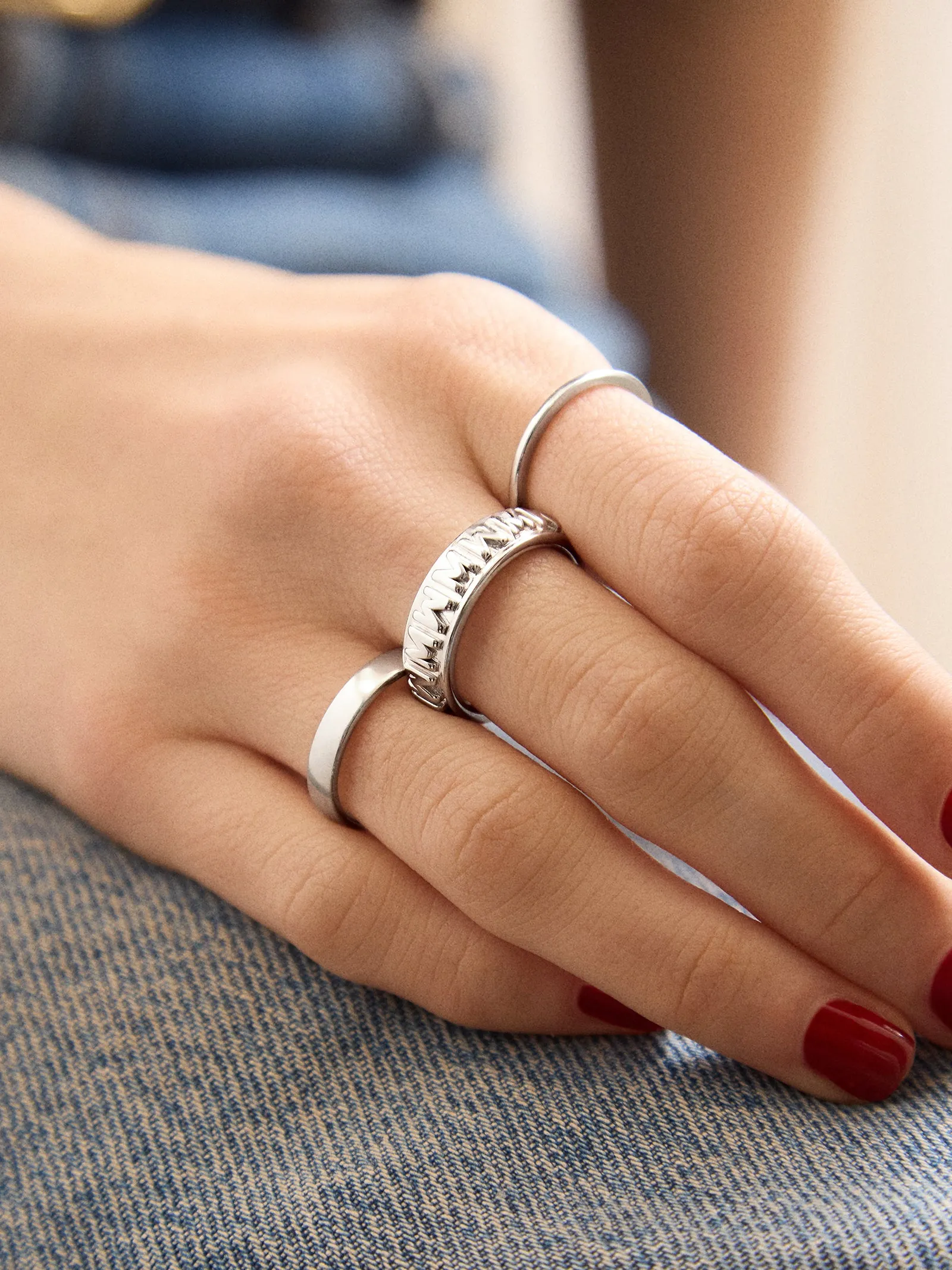 On Repeat Initial Ring - Silver sold by BaubleBar product image thumbnail 2