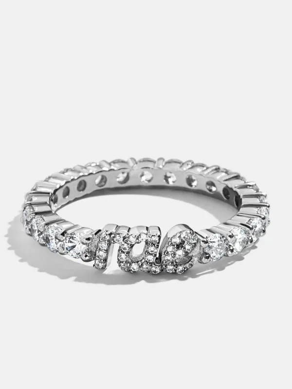 Pavé Script Custom Ring - Silver sold by BaubleBar