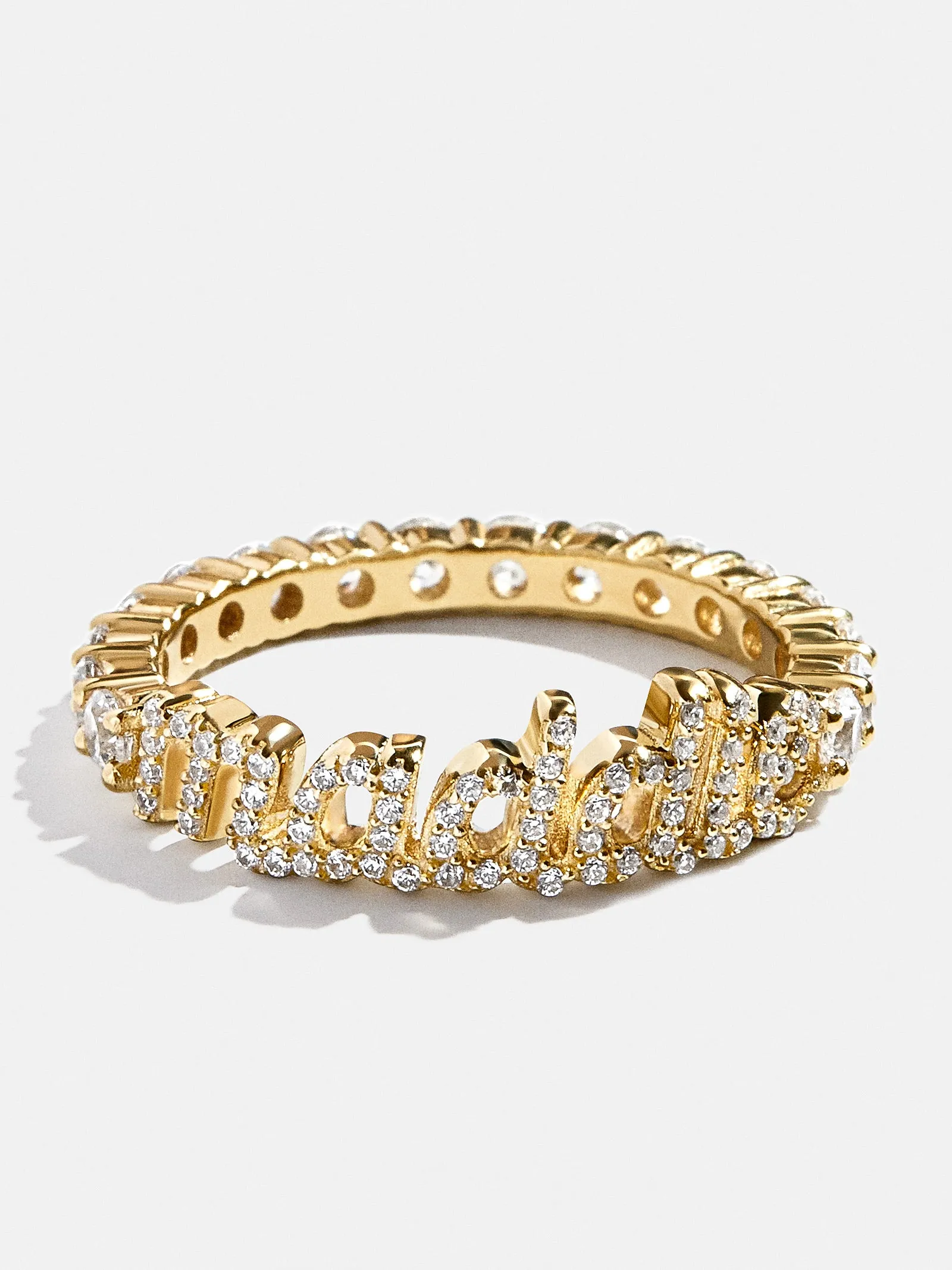 14K Gold Custom Script Ring - Gold/Pavé sold by BaubleBar