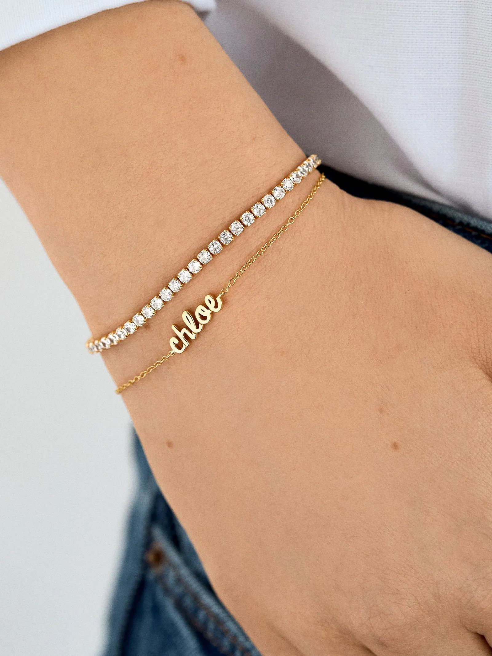 18K Gold Custom Nameplate Bracelet - 18K Gold sold by BaubleBar product image thumbnail 2