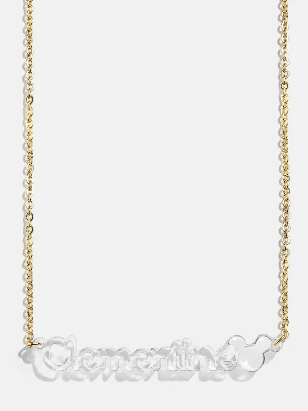 Disney Mickey Mouse Acrylic Custom Nameplate Necklace - Clear sold by BaubleBar