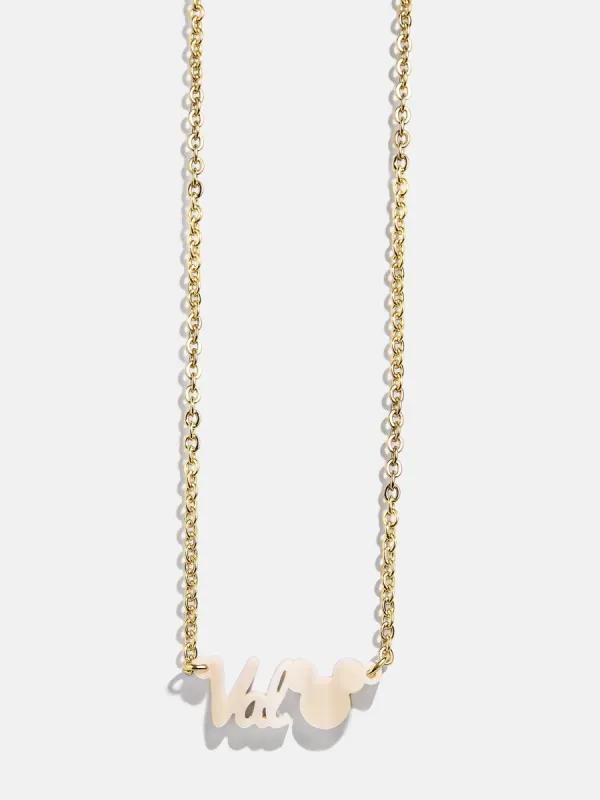 Disney Mickey Mouse Acrylic Custom Nameplate Necklace - Blonde Marble sold by BaubleBar