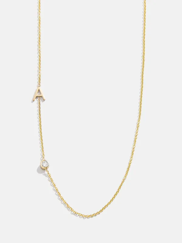 Maya Brenner Monogram Necklace with Diamond - Gold sold by BaubleBar