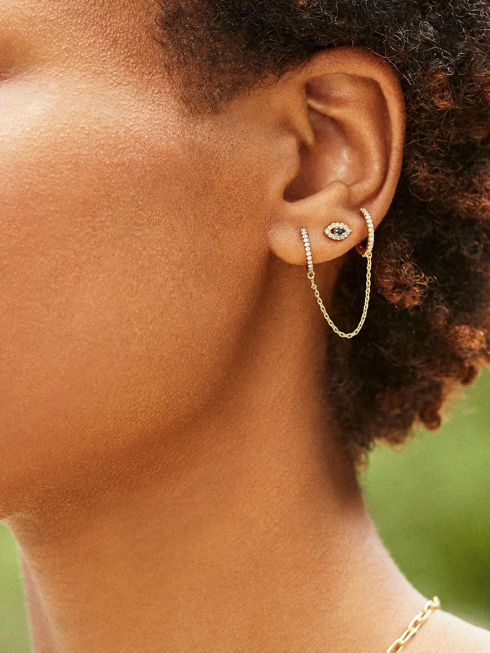 Ivy 18K Gold Stud Earrings - Blue sold by BaubleBar product image thumbnail 2