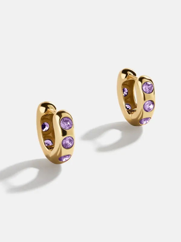 Sydney 18K Gold Plated Sterling Silver Birthstone Earrings - Light Amethyst sold by BaubleBar