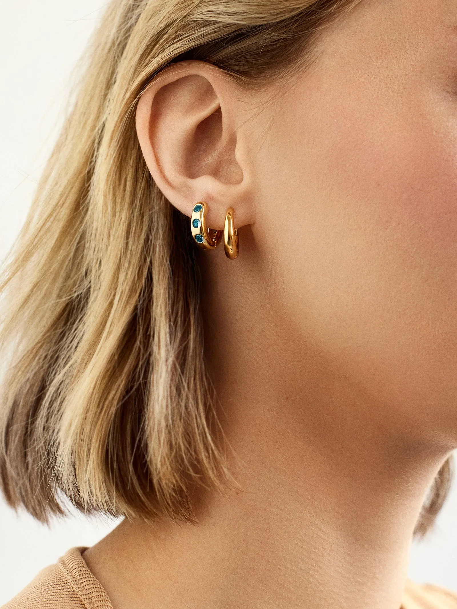 Sydney 18K Gold Plated Sterling Silver Birthstone Earrings - Emerald sold by BaubleBar product image thumbnail 2