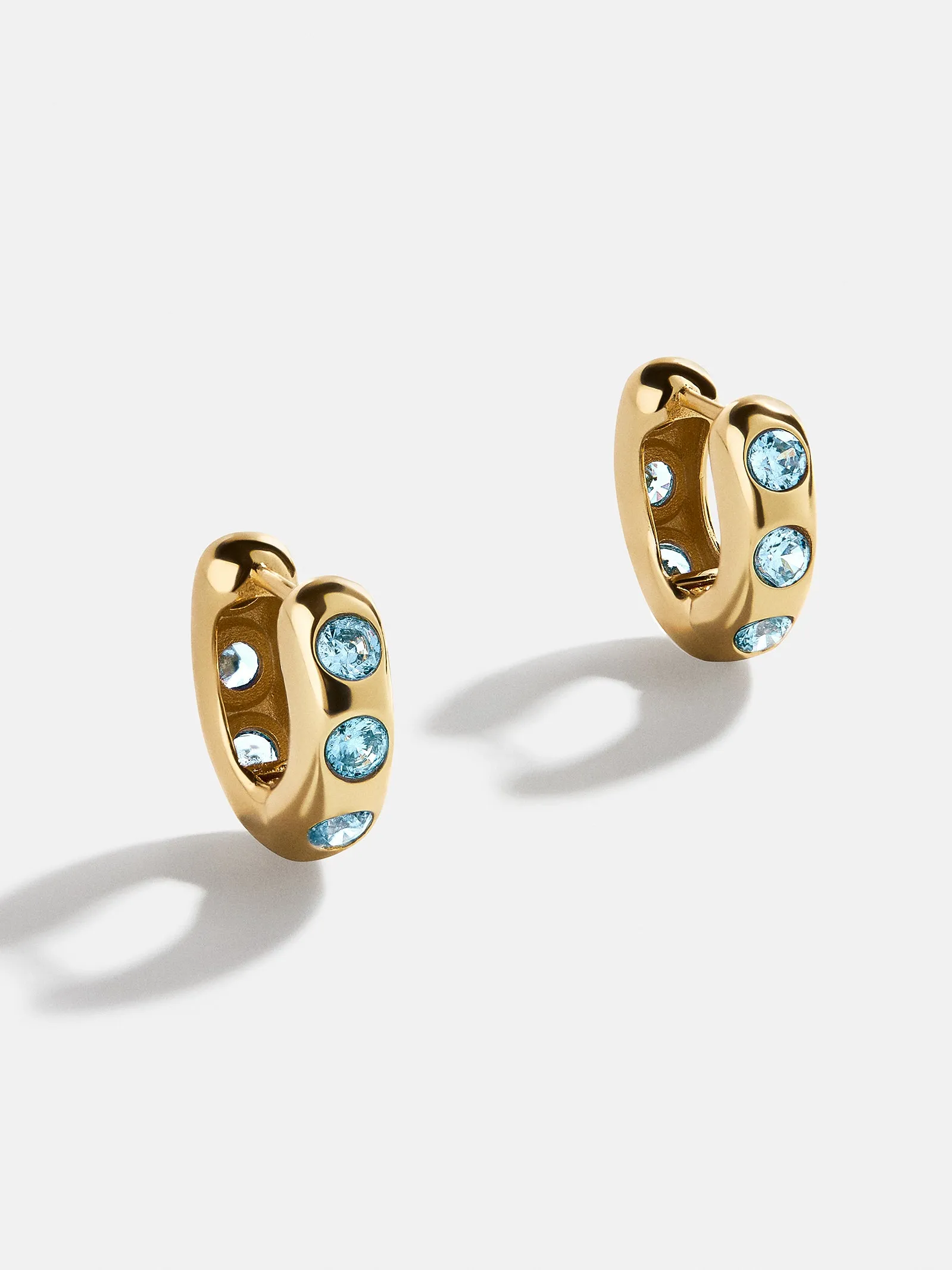 Sydney 18K Gold Plated Sterling Silver Birthstone Earrings - Aquamarine sold by BaubleBar