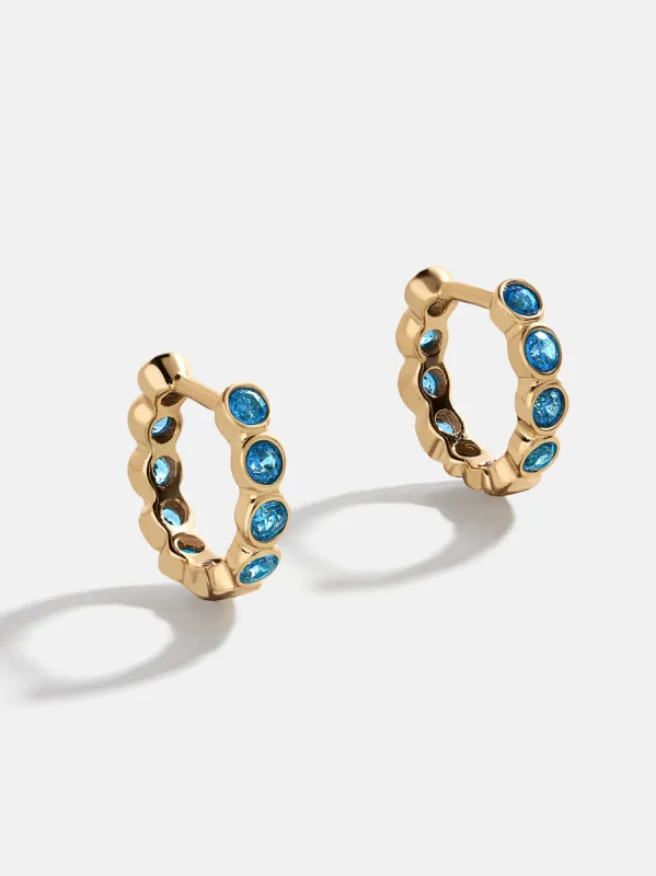 Jessica 18K Gold Birthstone Earrings - Blue Zircon sold by BaubleBar