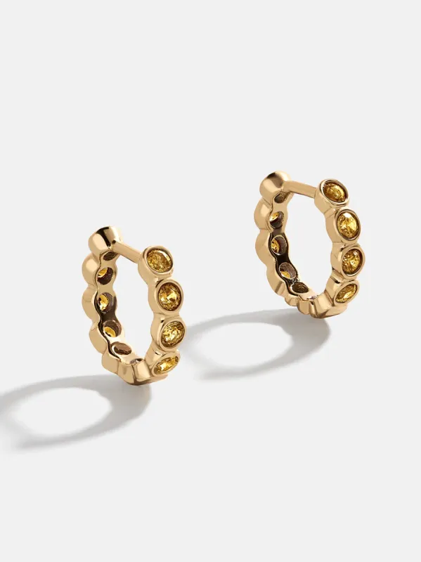 Jessica 18K Gold Birthstone Earrings - Topaz sold by BaubleBar