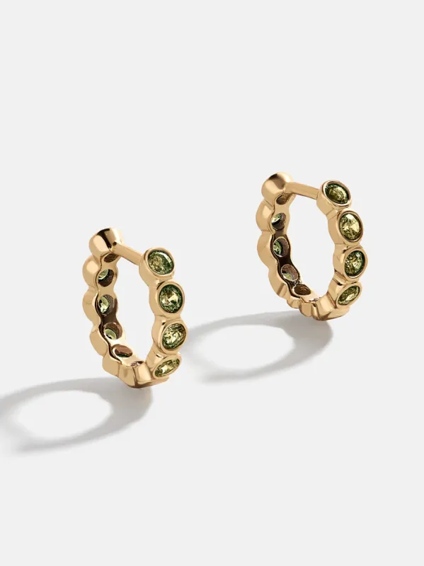 Jessica 18K Gold Birthstone Earrings - Peridot sold by BaubleBar
