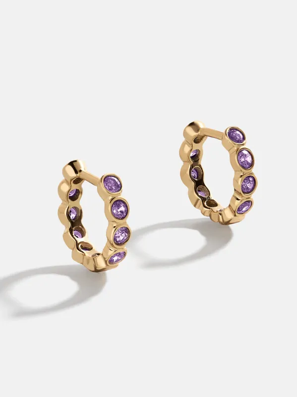 Jessica 18K Gold Birthstone Earrings - Light Amethyst sold by BaubleBar