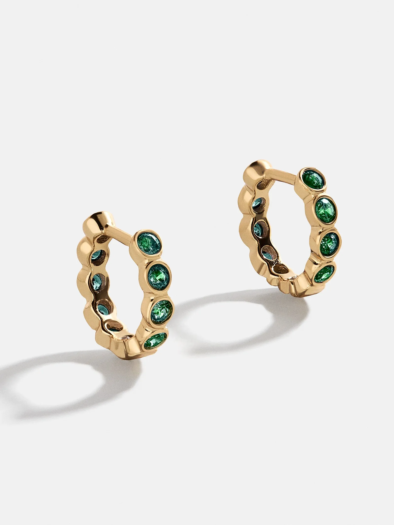Jessica 18K Gold Birthstone Earrings - Emerald sold by BaubleBar
