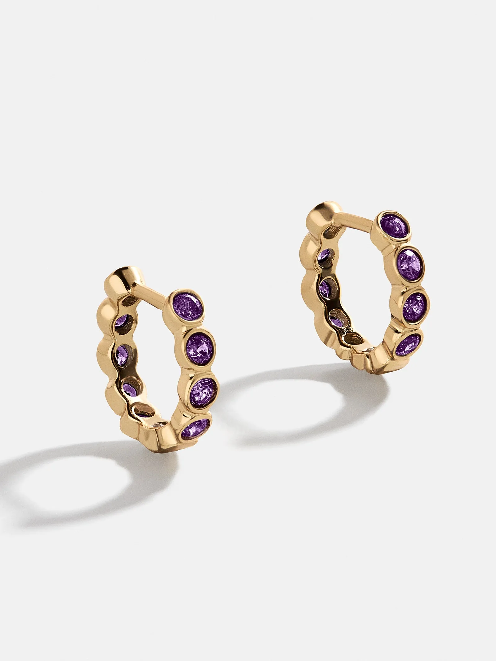 Jessica 18K Gold Birthstone Earrings - Amethyst sold by BaubleBar