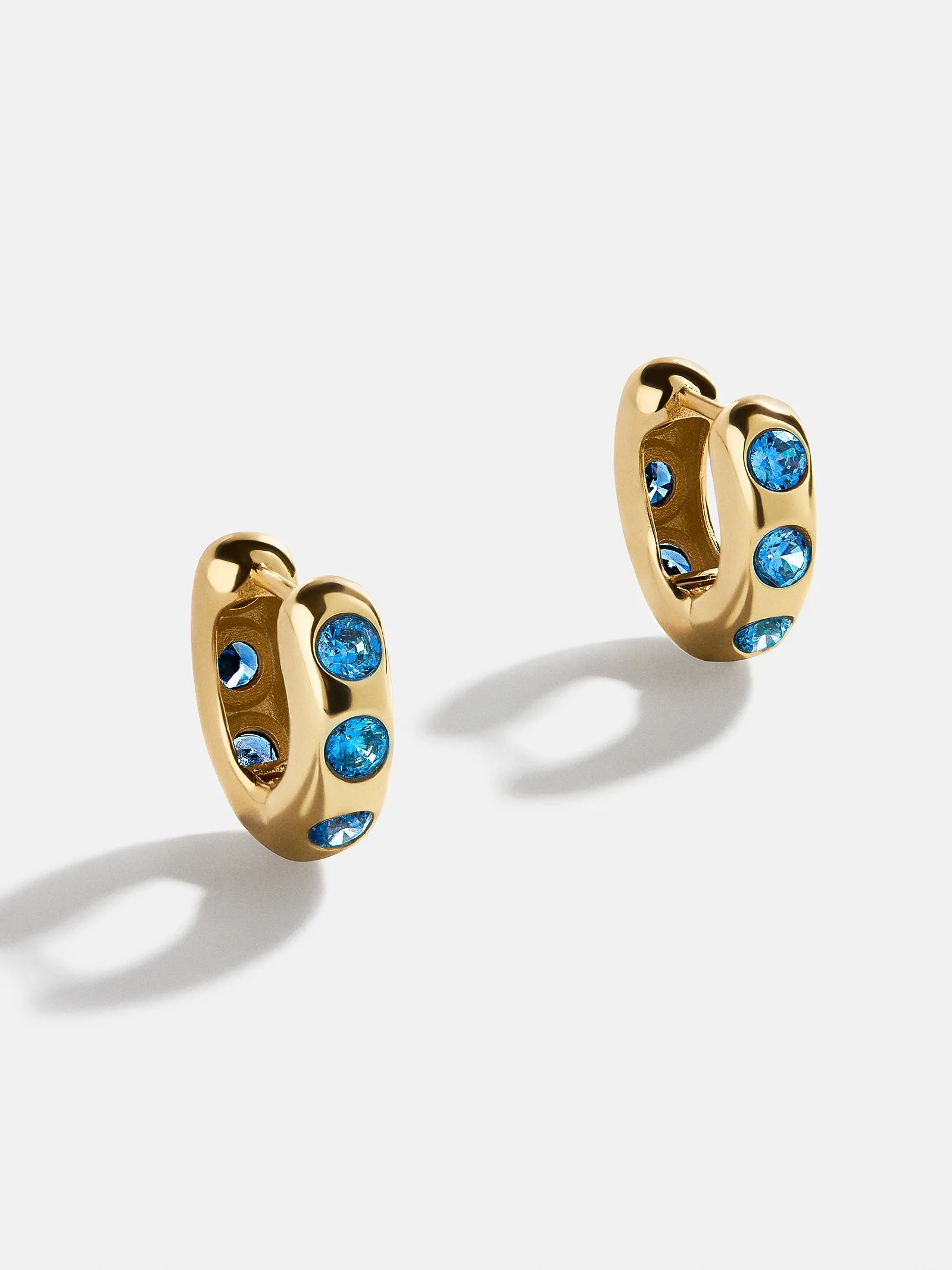 Sydney 18K Gold Plated Sterling Silver Birthstone Earrings - Blue Zircon sold by BaubleBar