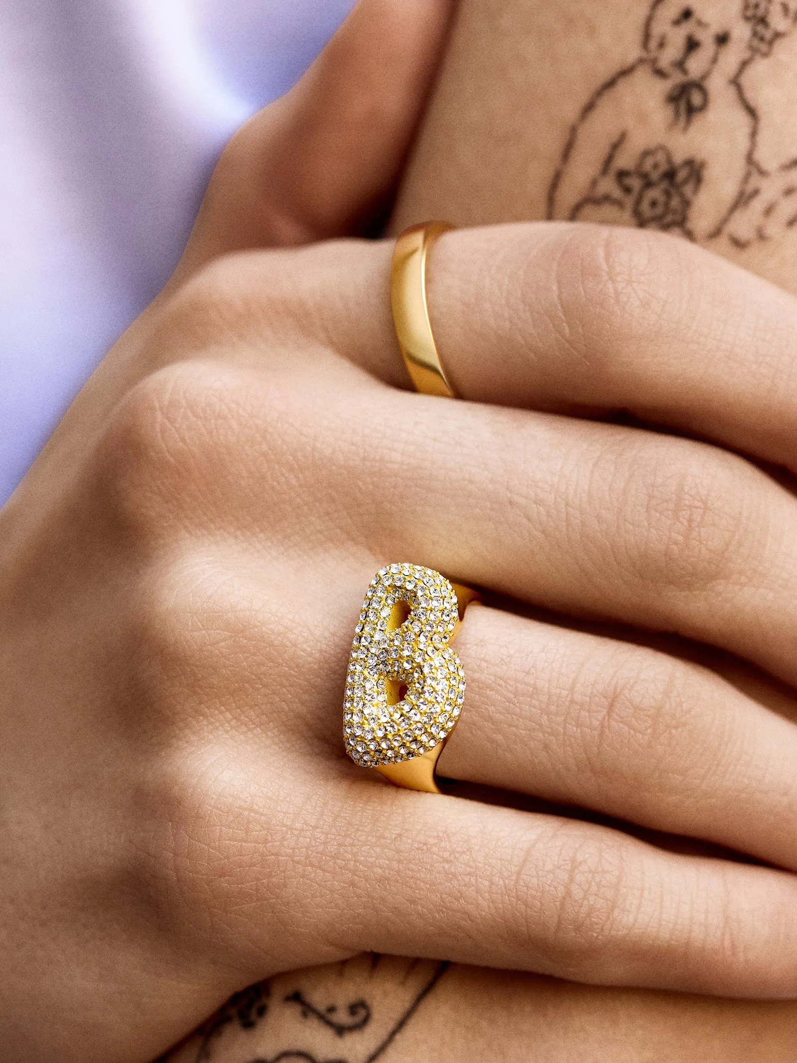 18K Gold Bubble Initial Ring - 18K Gold Plated Sterling Silver sold by BaubleBar product image thumbnail 4