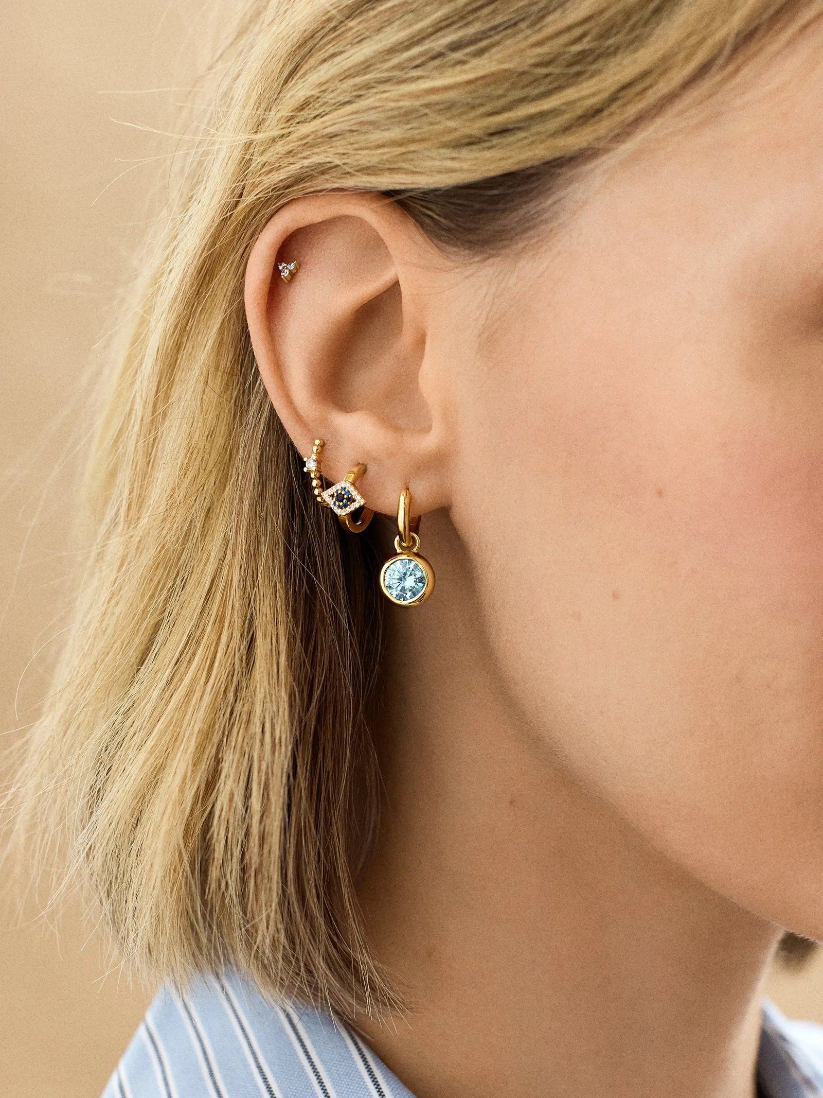 18K Gold Evil Eye Delicate Hoop Earrings - Evil Eye sold by BaubleBar product image thumbnail 2