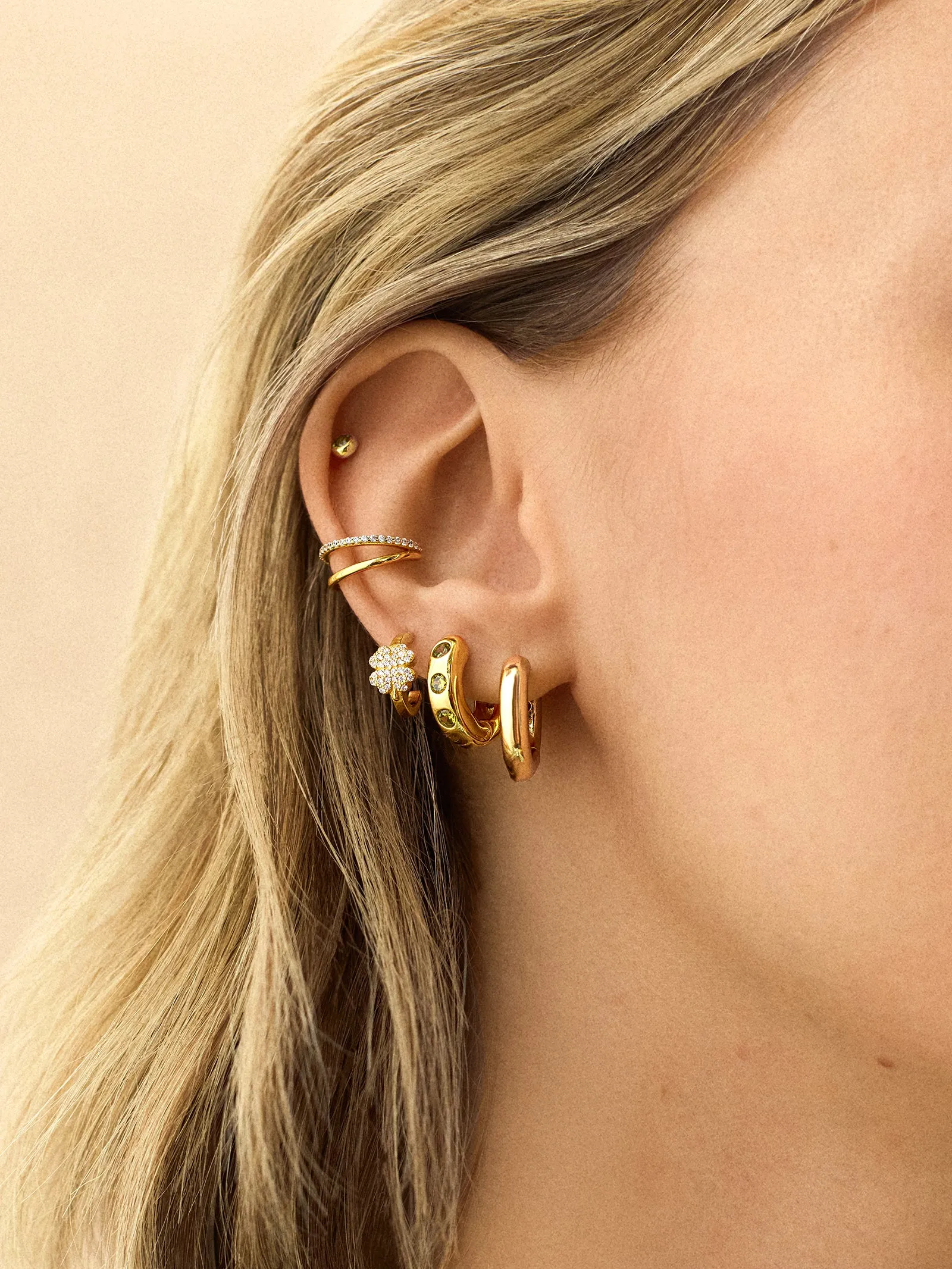 18K Gold Clover Delicate Hoop Earrings - Clover sold by BaubleBar product image thumbnail 2