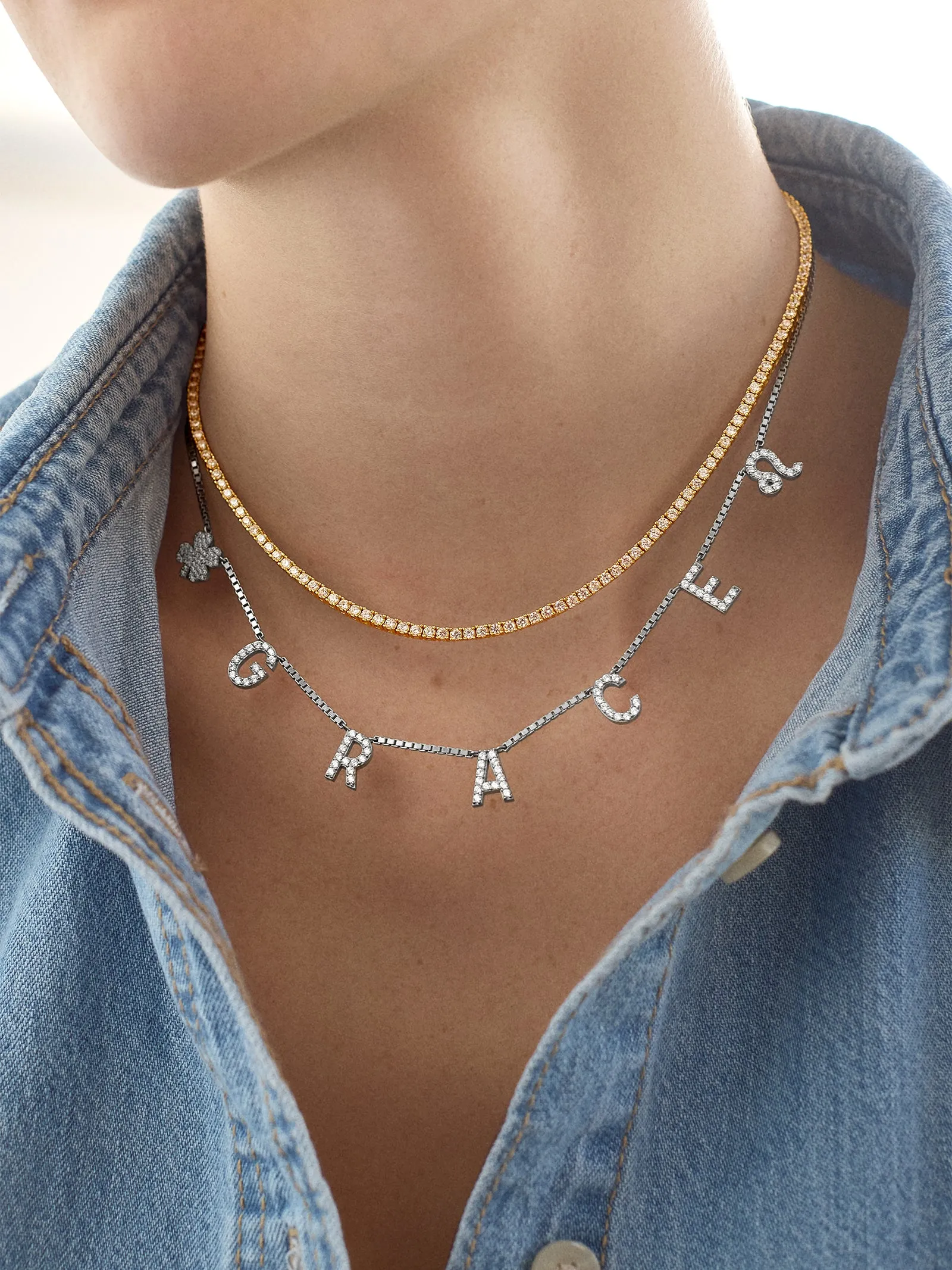 Sterling Silver Custom Icon Necklace - Sterling Silver. Pavé Cubic Zirconia Stones sold by BaubleBar product image thumbnail 4