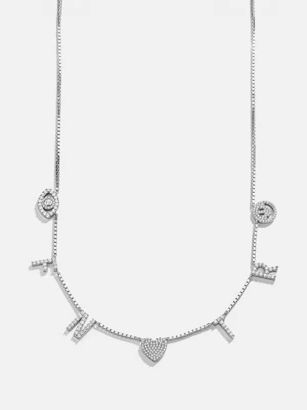 Sterling Silver Custom Icon Necklace - Sterling Silver. Pavé Cubic Zirconia Stones sold by BaubleBar