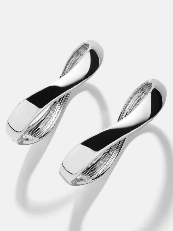 Natalia Wavy Hinge Bangle Set - Silver sold by BaubleBar
