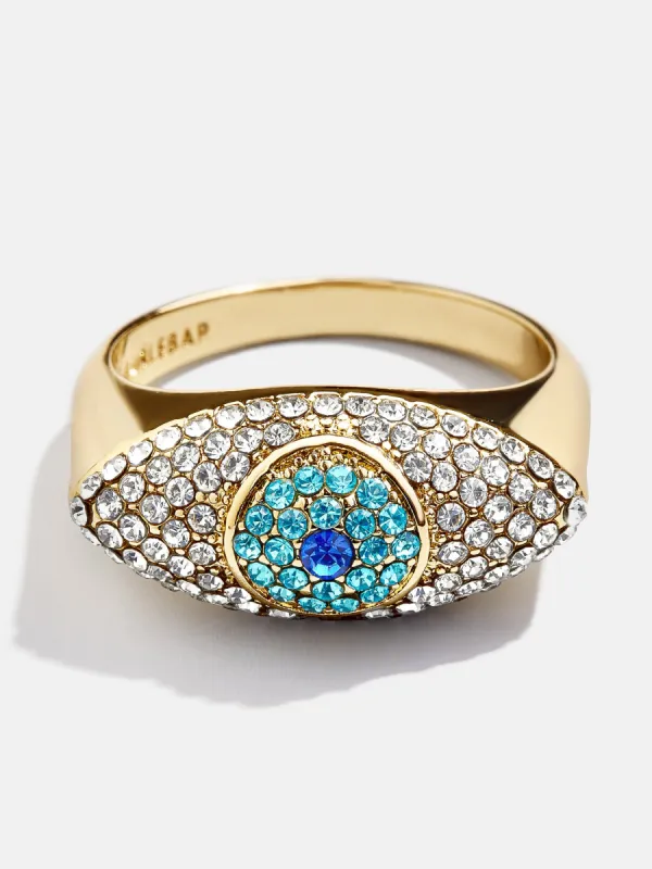 Eyes Out Statement Ring - Gold/Blue sold by BaubleBar