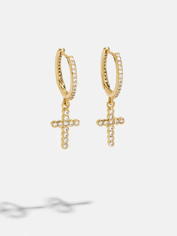 18K Gold Cross Earrings - Cross sold by BaubleBar